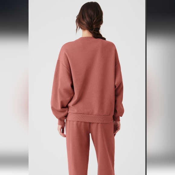 Alo Yoga Accolade Crew Neck Pullover Sweatshirt Soft Terracotta/ M - Picture 8 of 16